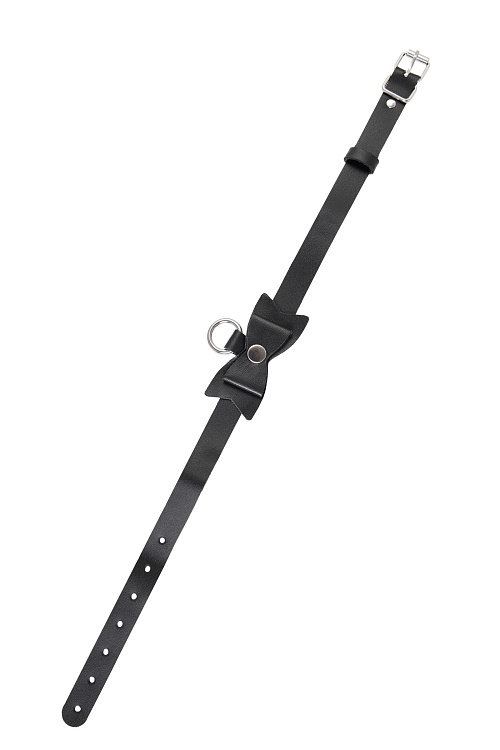 Черный чокер-ошейник с бабочкой и колечком