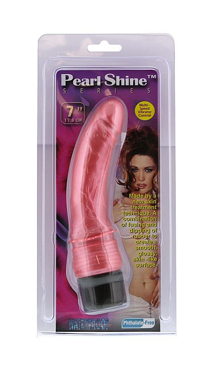 Розовый вибратор-реалистик с юбочкой PEARL SHINE 7 VIBRATOR - 17,8 см.