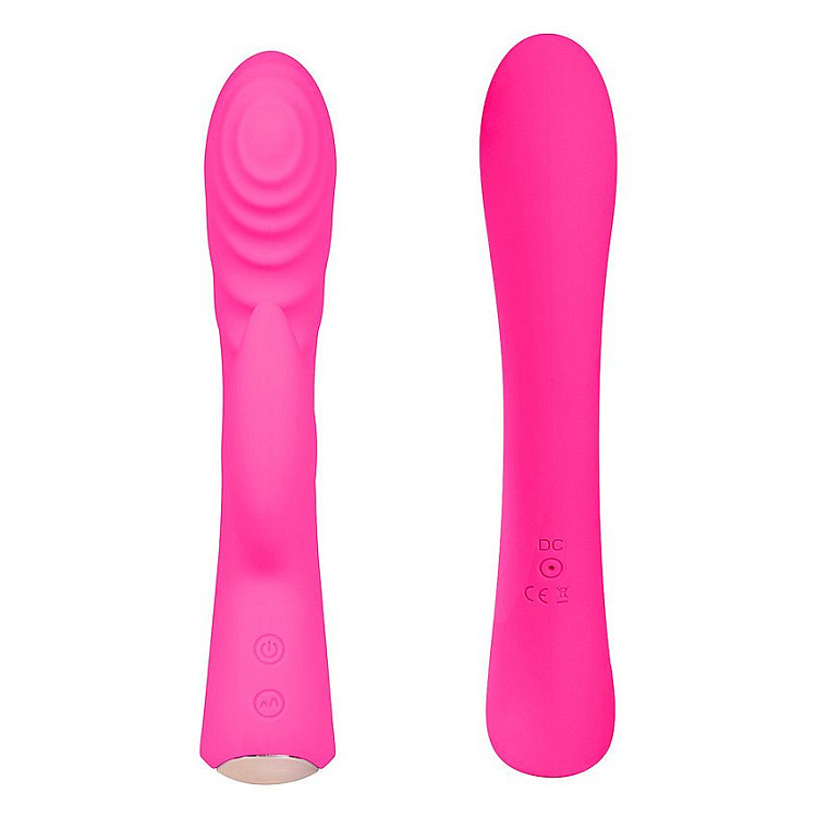 Ярко-розовый вибромассажер-кролик 5  Silicone Ripple Passion - 19,1 см.