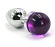 Серебристая анальная пробка с фиолетовой сферой в основании - 6 см.