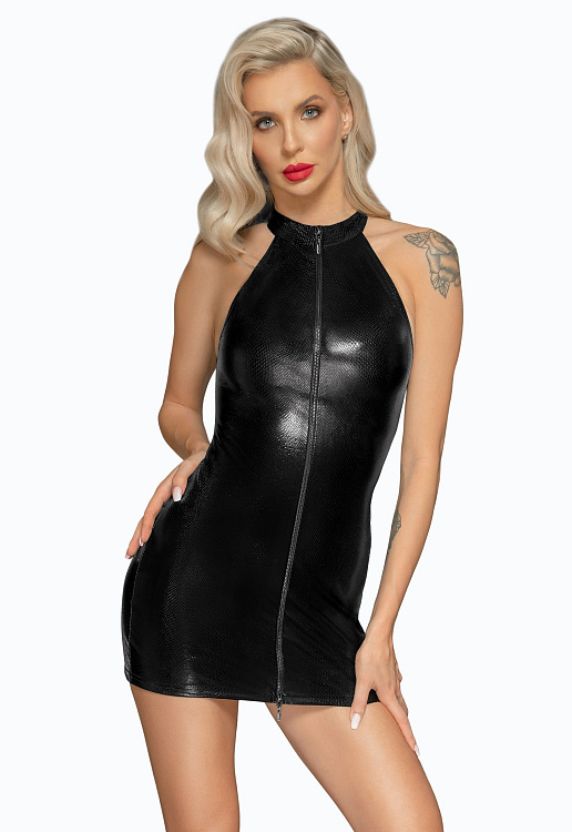 Эротическое мини-платье Snake wetlook mini-dress with front zipper