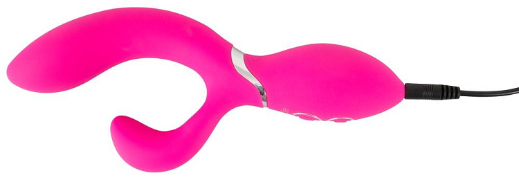 Ярко-розовый вибратор-кролик Bendable Rabbit Vibrator - 19,8 см.