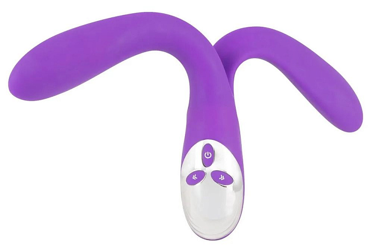 Фиолетовый сдвоенный вибратор Bendable Double Vibrator - 24,3 см.