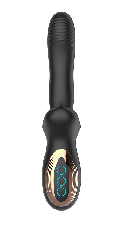 Черный вибратор с постукивающим эффектом - 22 см.