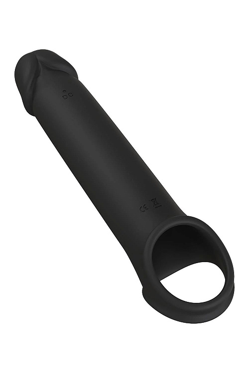 Черная насадка-удлинитель с вибрацией Vibrating Extender With Remote