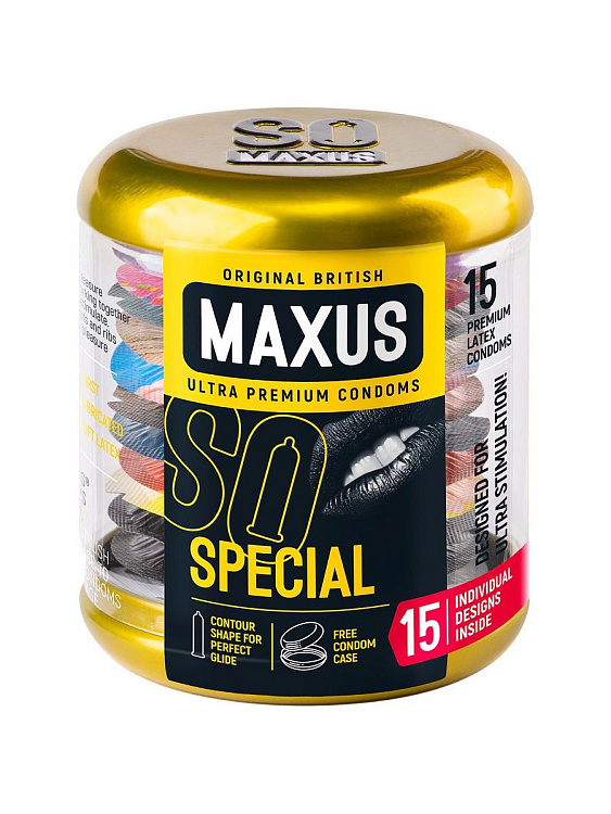 Презервативы с точками и рёбрами в металлическом кейсе MAXUS Special - 15 шт.