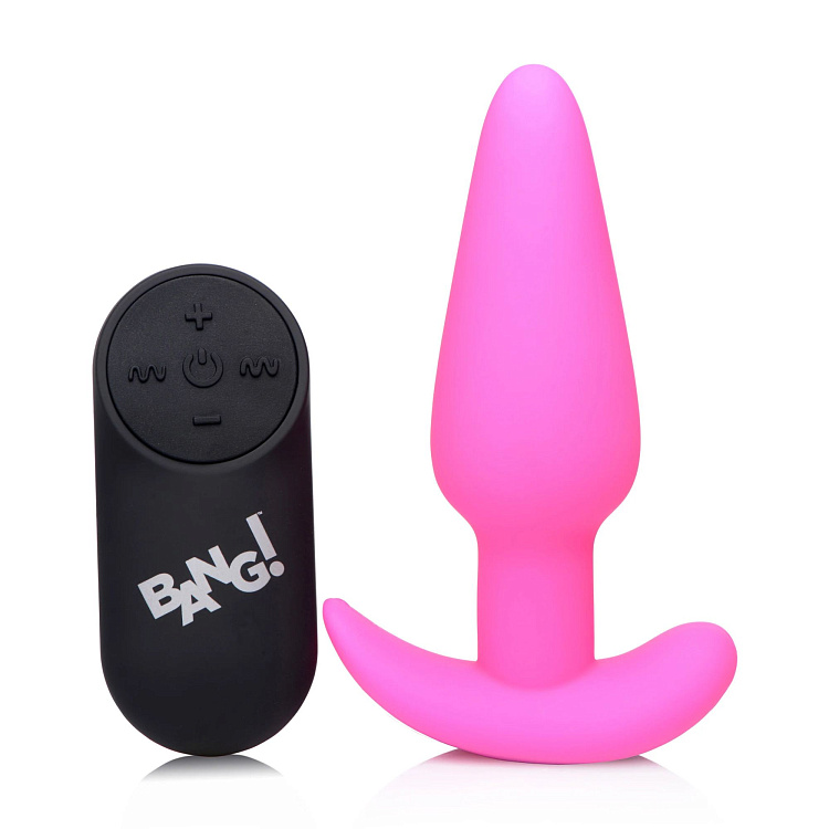 Розовая анальная вибропробка с пультом ДУ 21X Remote Control Vibrating Silicone Butt Plug - 10,4 см.