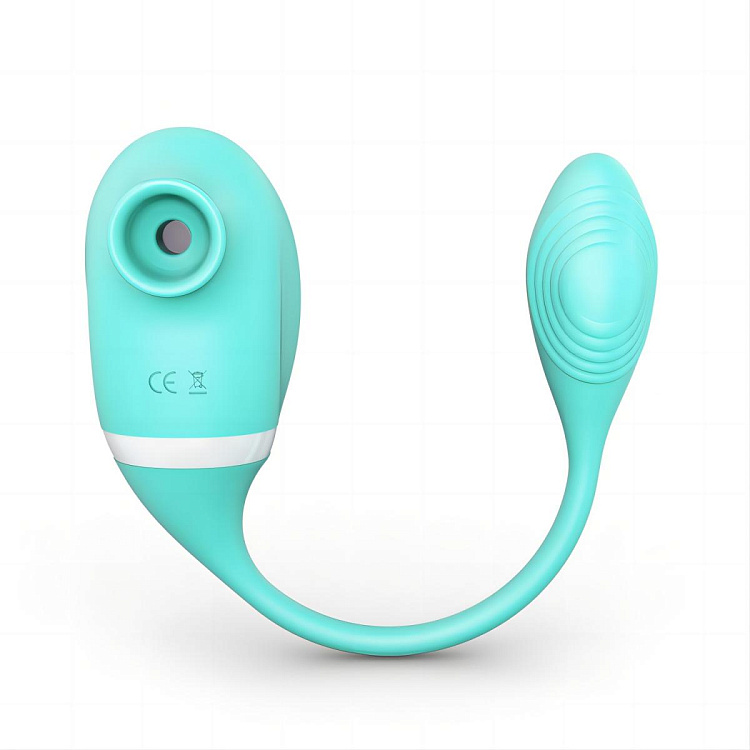 Мятный вакуумный вибростимулятор Tadpole Vibrating Dual Stimulation с виброхвостиком