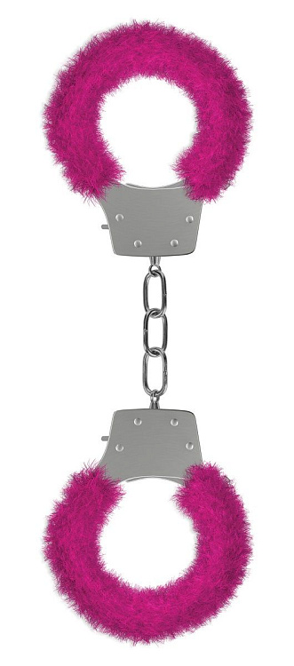 Розовые пушистые наручники OUCH! Pink