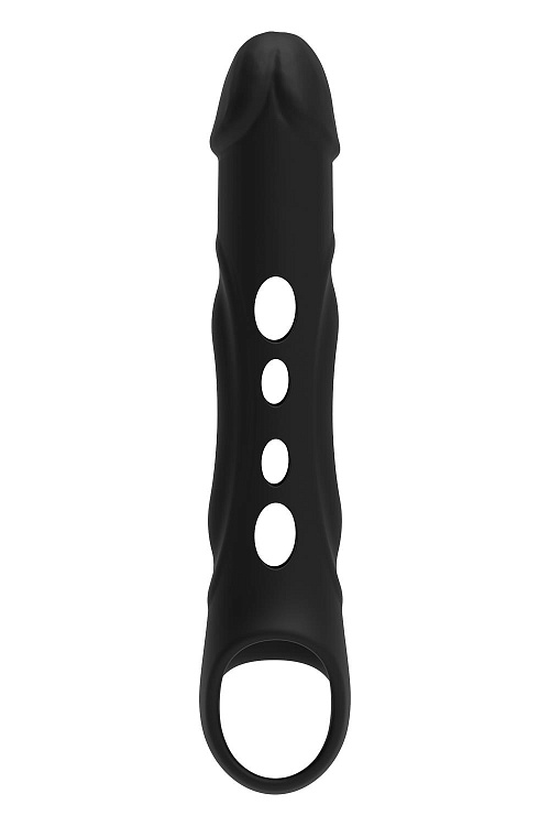 Черная насадка-удлинитель Vibrating Extender With Remote с вибрацией
