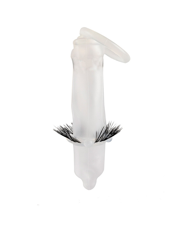 Эластичная насадка на пенис с подхватом мошонки и стимулирующими «ресничками»