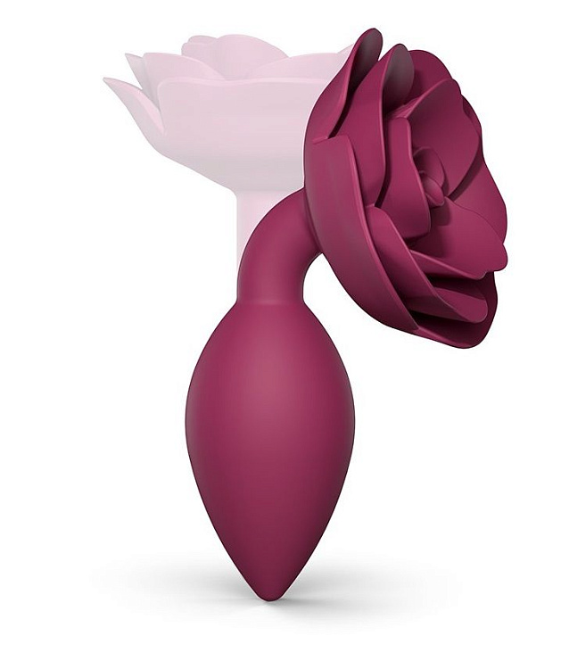 Сливовая анальная пробка с ограничителем-розой Open Rose Size M Butt Plug