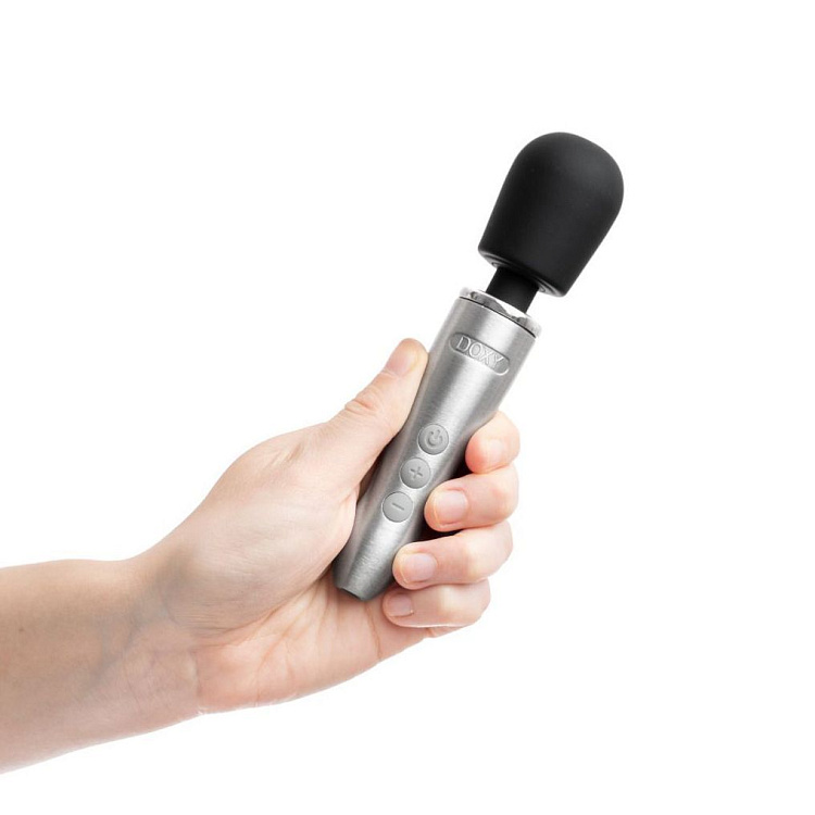 Серебристо-черный вибратор Doxy Go - 16,2 см.