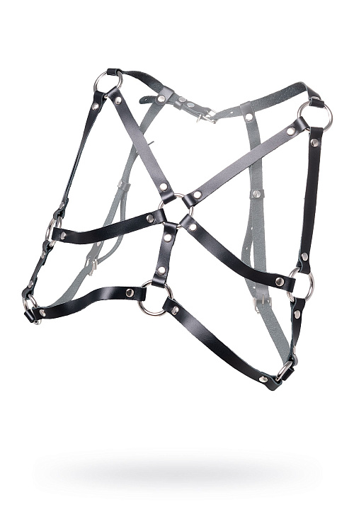 Черная кожаная портупея «Соблазн» с кольцами