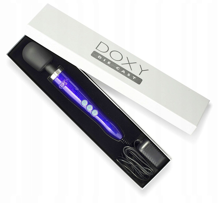 Фиолетовый вибратор Doxy Die Cast Wand Massager - 34 см.