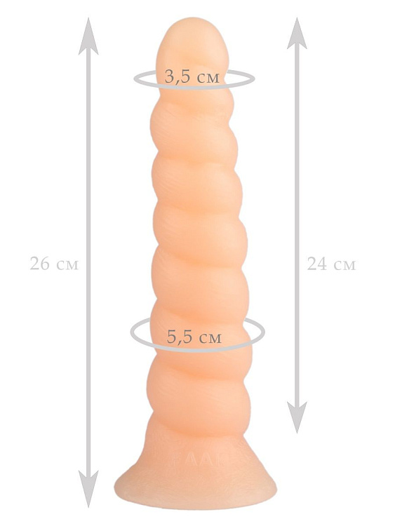 Телесная винтообразная анальная втулка - 26 см.