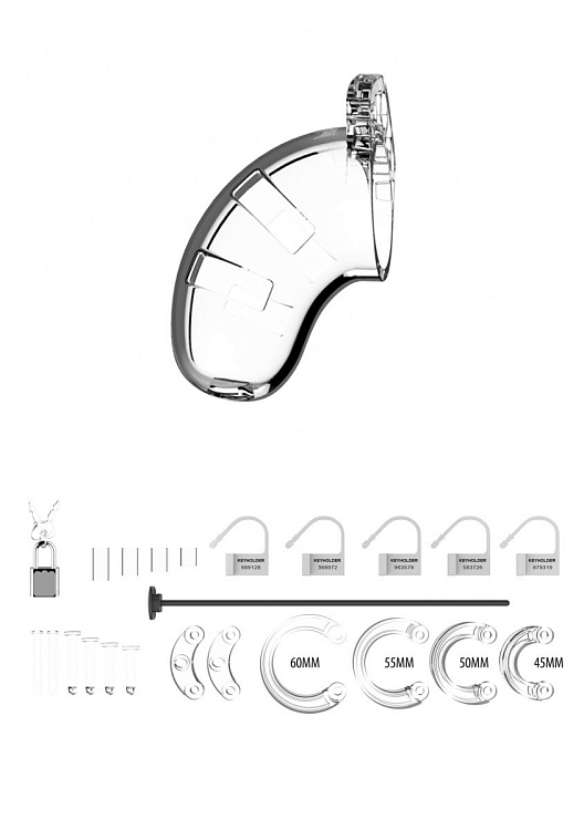 Прозрачный мужской пояс верности со стимулятором уретры Cock Cage Model 15 Chastity 3.5