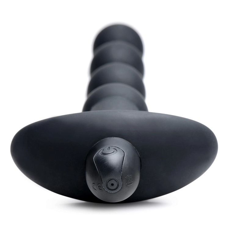 Черные анальные бусы с вибрацией и пультом ДУ 28X Remote Control Vibrating Silicone Anal Beads - 19 см.
