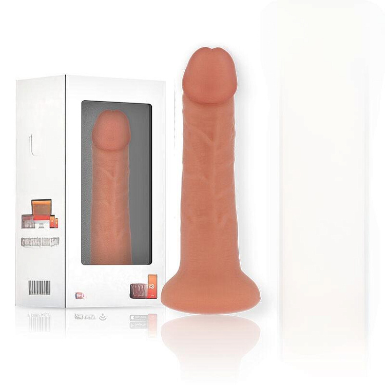 Телесный реалистичный вибратор с управлением через приложение - 22 см.