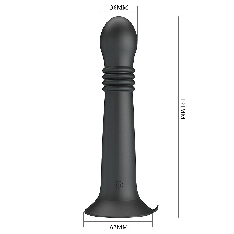 Черный стимулятор с поступательными движениями и вращением Stellan - 19,1 см.