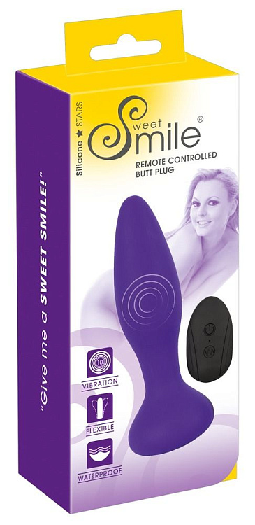 Фиолетовая анальная вибропробка RC Butt Plug - 14,5 см.