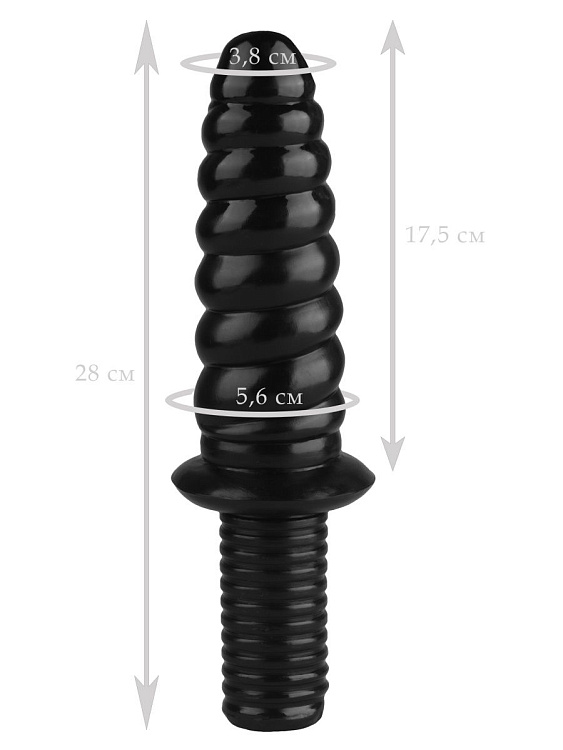 Черный фантазийный фаллоимитатор  Улитка  - 28 см.