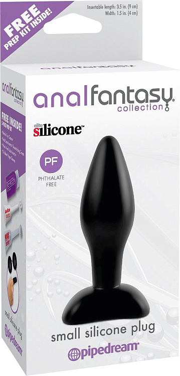 Чёрная анальная пробочка Small Silicone Plug - 11 см.