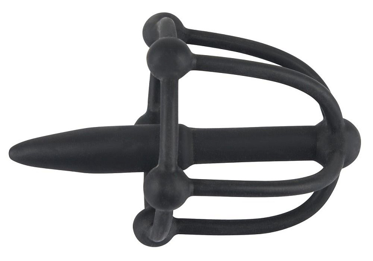 Черный силиконовый расширитель Penis Plug with Glans Cage