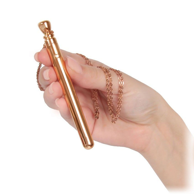 Золотистая подвеска-вибратор Genie Flirting Pen
