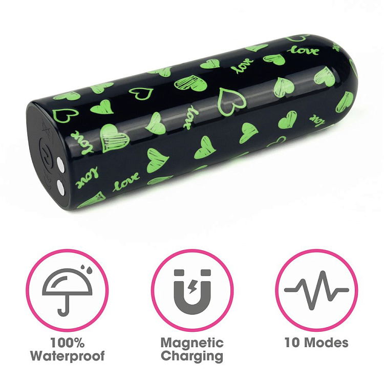 Мини-вибратор Rechargeable Glow-in-the-dark Heart Massager - 8,5 см.