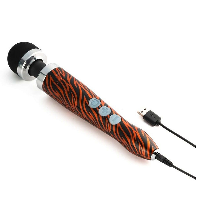 Беспроводной wand-вибратор Doxy Die Cast 3R с тигровым принтом на рукояти - 28 см.
