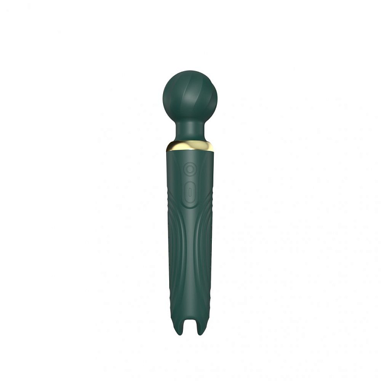 Зеленый двусторонний вибратор-wand Secwell - 22 см.