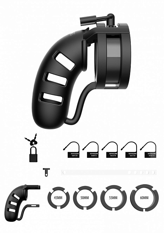 Черный мужской пояс верности Silicone Cage Ballsplitter Model 19 Chastity 4.5
