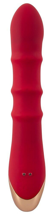 Красный вибратор-кролик с 3 подвижными кольцами Rabbit Vibrator with 3 Moving Rings - 23,7 см.