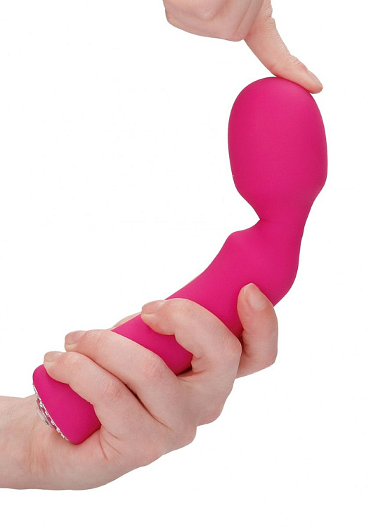 Розовый универсальный массажер Wand Pearl - 20 см.