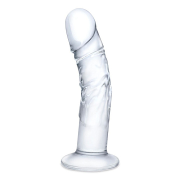 Стеклянный фаллоимитатор из стекла 7’’ Curved Realistic Glass Dildo With Veins - 15,9 см.