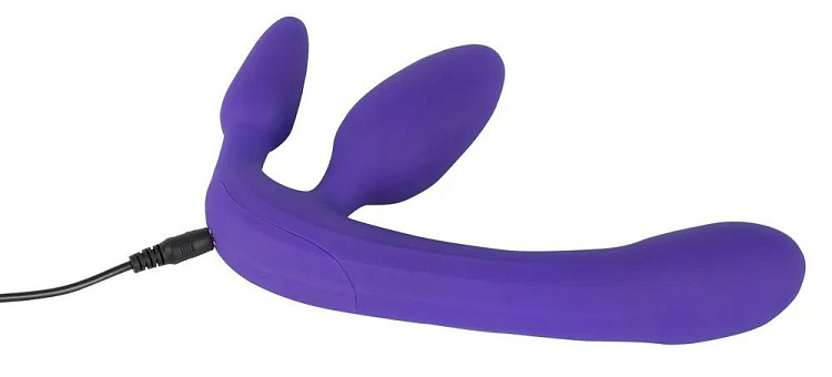 Фиолетовый безремневой вибрострапон Vibrating Strapless Strap-On