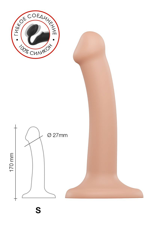 Телесный фаллос на присоске Silicone Bendable Dildo S - 17 см.