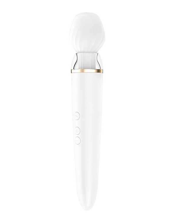 Белый вибромассажер Satisfyer Double Wand-er со сменными насадками