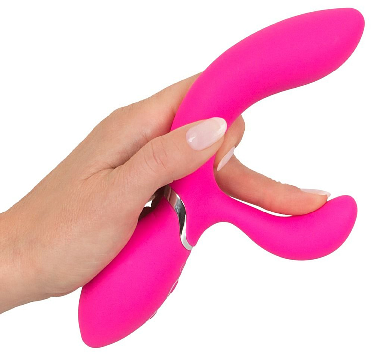 Ярко-розовый вибратор-кролик Bendable Rabbit Vibrator - 19,8 см.