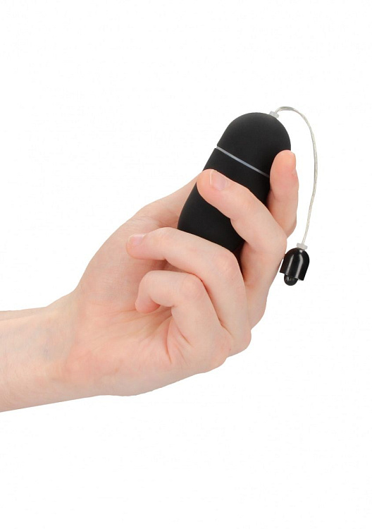 Черное гладкое виброяйцо Vibrating Egg - 8 см.
