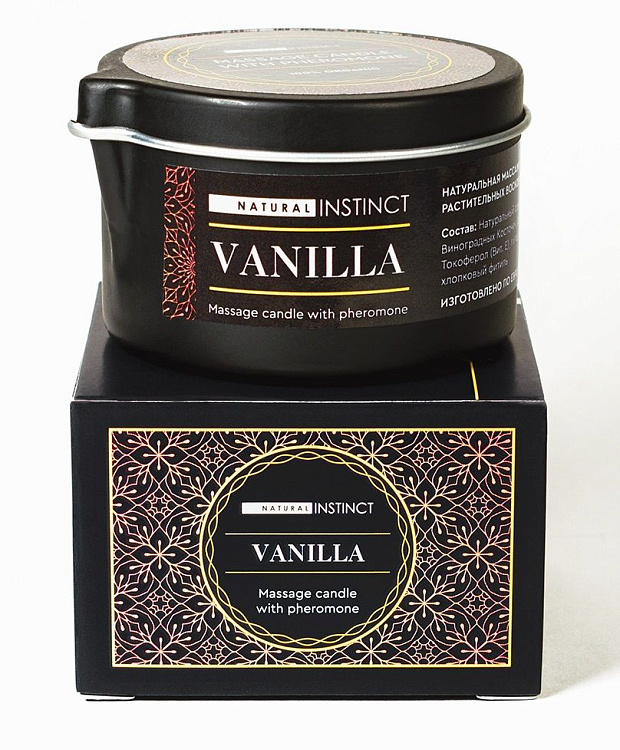 Массажная свеча с феромонами Natural Instinct VANILLA - 70 мл.