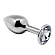 Серебристая анальная втулка с прозрачным кристаллом Mini Metal Butt Plug Size L - 9 см.