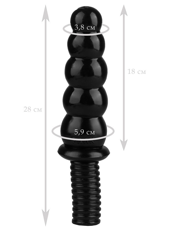 Черный фантазийный фаллоимитатор - 28 см.