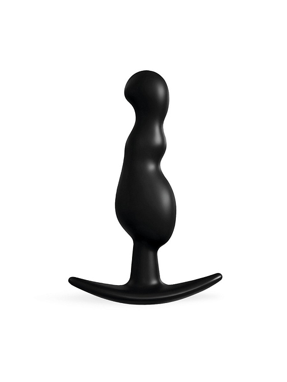Черная фигурная анальная втулка - 8,5 см.