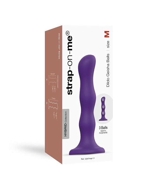 Фиолетовая насадка Strap-On-Me Dildo Geisha Balls size M