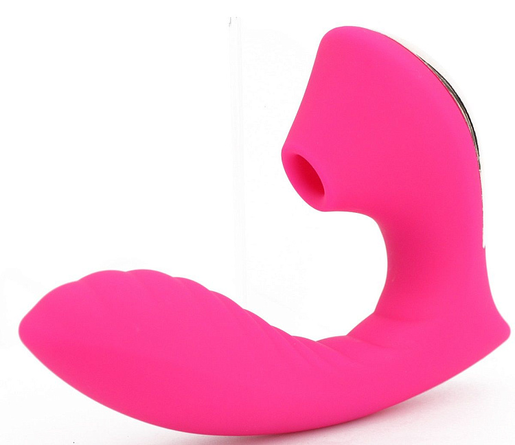 Ярко-розовый вибромассажёр с вакуумной стимуляцией Vaginal   Suction Lover