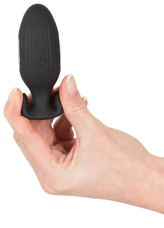 Черная анальная втулка с вибрацией и электростимуляцией Vibrating E-Stim Butt Plug - 9,2 см.