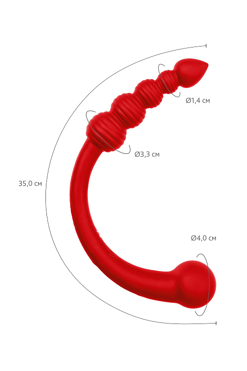 Красный двусторонний вибратор - 35 см.