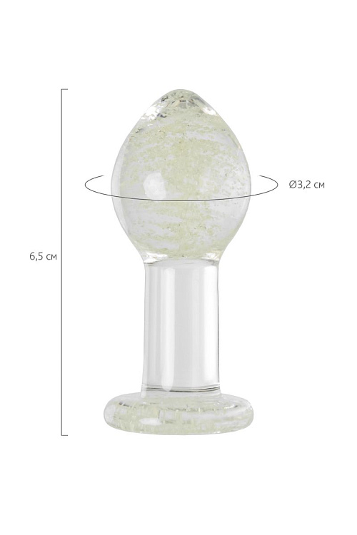 Прозрачная, светящаяся в темноте анальная втулка - 6,5 см.